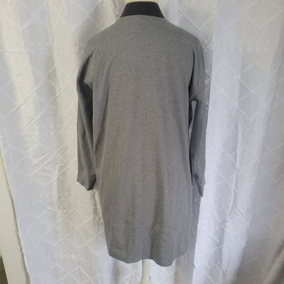 Eileen Fisher Womens Gray Organic Cotton Long Open Front Cardigan Pockets Size P - Picture 2 of 4